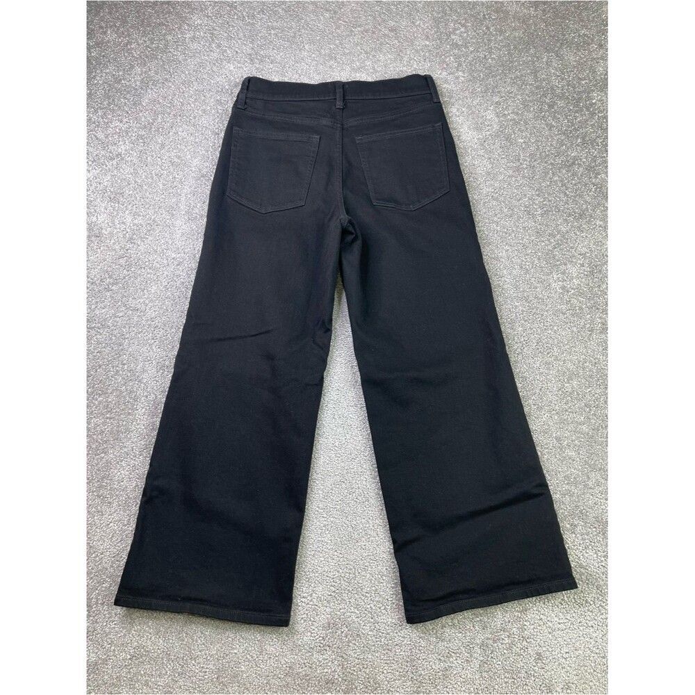 J. Crew Factory Jeans Women's 28 Black Wide Leg Cropped Slim Fit High Rise Denim - Picture 3 of 11